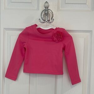 Janie and Jack Pink Long Sleeve Rashguard with Floral Detail